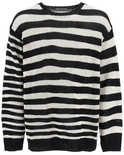 Yohji Yamamoto Striped Pure Cotton Sweater - Black