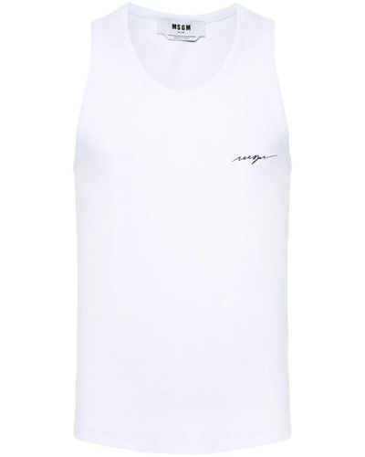 MSGM Ribbed Tank Top Clothing - White