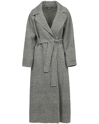 Paltò Wool Blend Single Breasted Long Coat - Gray