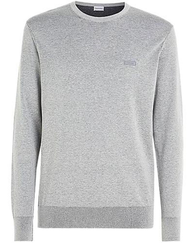 Calvin Klein Cotton Silk Blend Cn Sweater - Gray