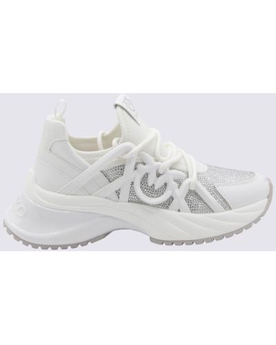 Pinko White And Silver Leather Ariel Trainers
