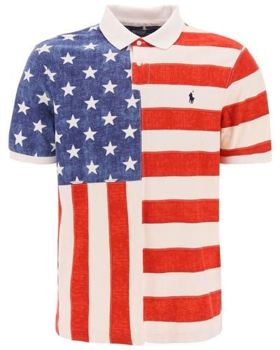 Polo Ralph Lauren Classic Fit Polo Shirt With Printed Flag - Red