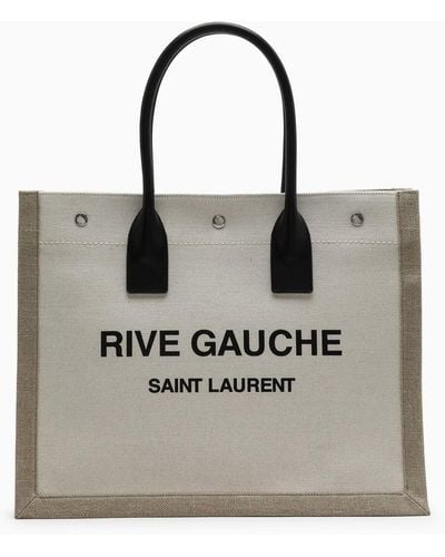 Saint Laurent Rive Gauche Canvas Tote Bag - Metallic