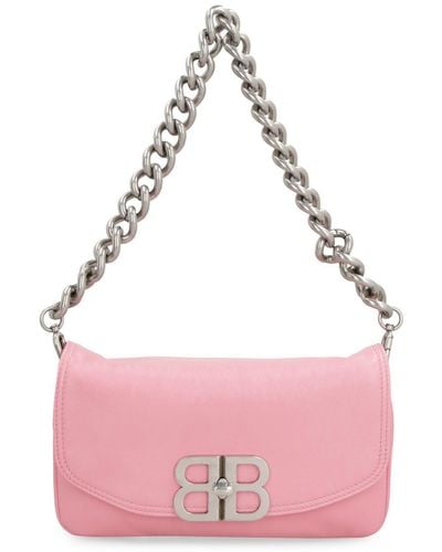 Balenciaga Flap Bb Soft Leather Crossbody Bag - Pink