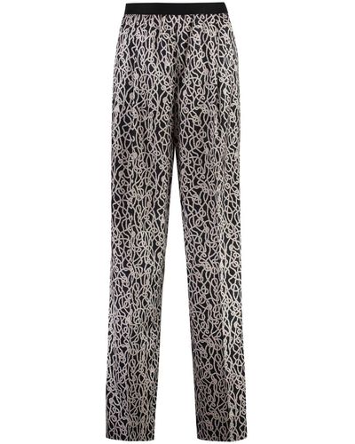 Agnona Printed Silk Pants - Gray