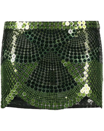 The Attico Sequin-embellished Mid-rise Miniskirt - Green