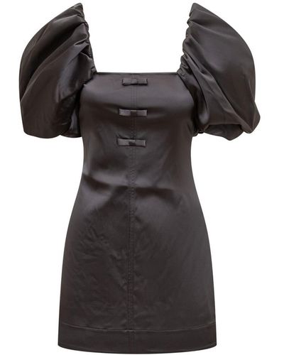 Ganni Satin Mini Dress - Black