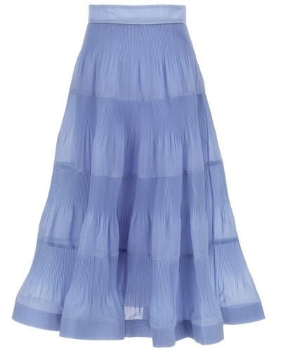 Zimmermann 'Pleated Midi' Skirt - Blue