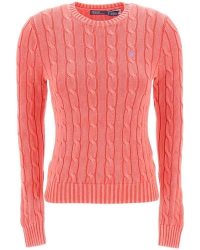 Polo Ralph Lauren Cotton Cable Knit Pullover Sweater - Pink