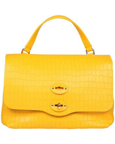 Zanellato Croco Print Leather Bag That Can Be Carried - Yellow