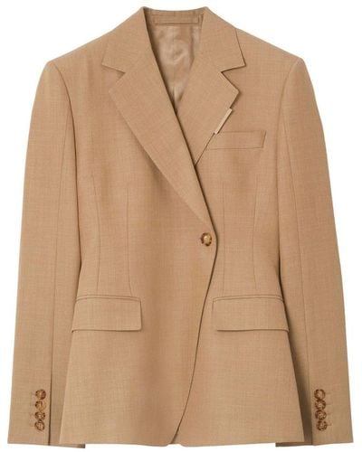 Burberry Single-breasted Wool Blazer - Natural