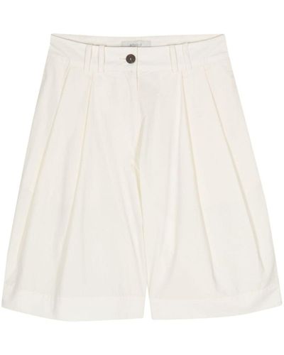 Studio Nicholson Double Pleated Cotton Shorts - White