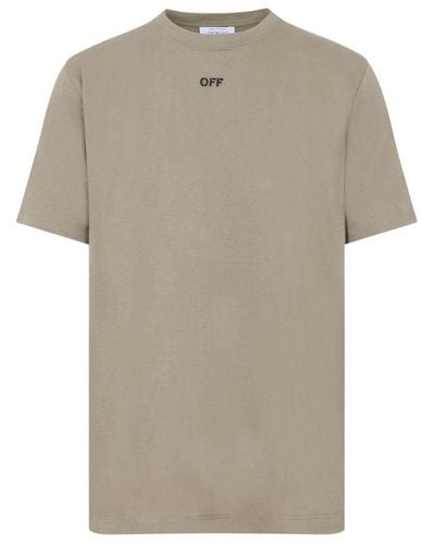 Off-White c/o Virgil Abloh Logo-embroidered Cotton T-shirt - Natural