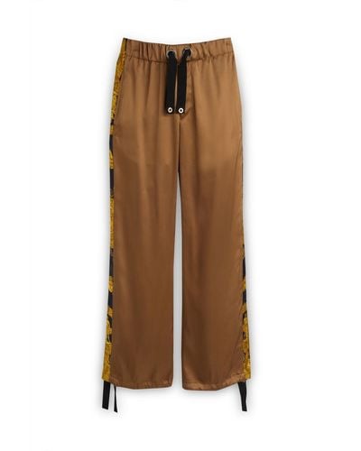 Versace Jogger Pants With Drawstring And Barocco Bands - Brown