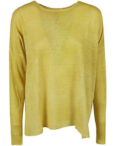 ALESSANDRO ASTE Boat Neck Spray Art Linen Sweater - Yellow