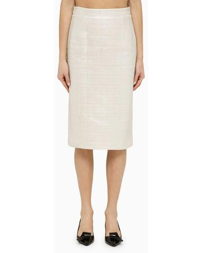 FEDERICA TOSI Silver Cotton-blend Midi Skirt - Natural