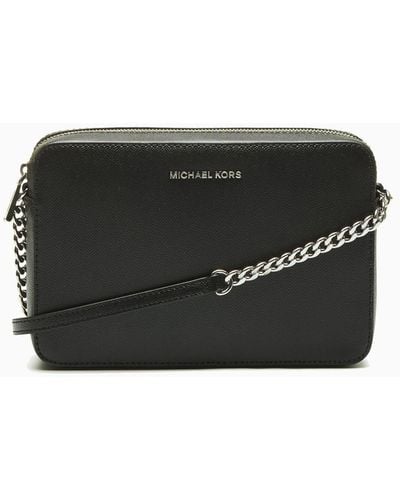 Michael Kors Jet Set Large Logo Crossbody, Black, Large: .co