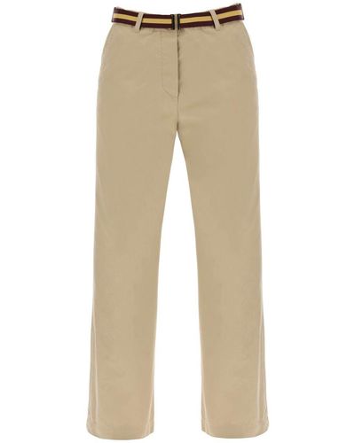 Dries Van Noten Cotton Trousers With Belt - Natural