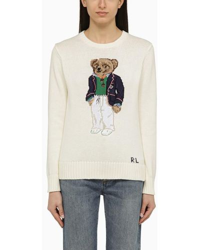Polo Ralph Lauren Cream Polo Bear Sweater - White