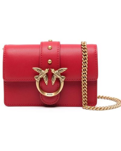 Pinko Micro 'Love One' Leather Bag With Buckle - Red