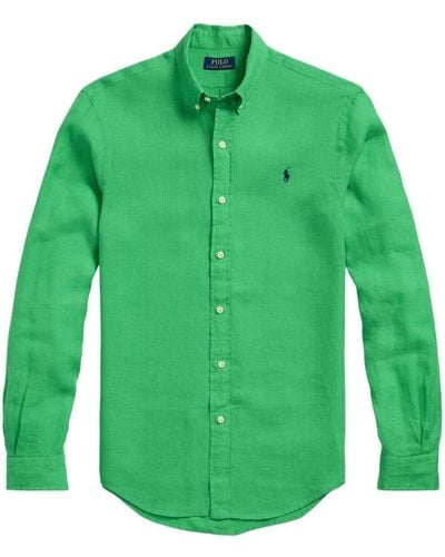 Ralph Lauren Polo Pony Linen Button-down Shirt - Green