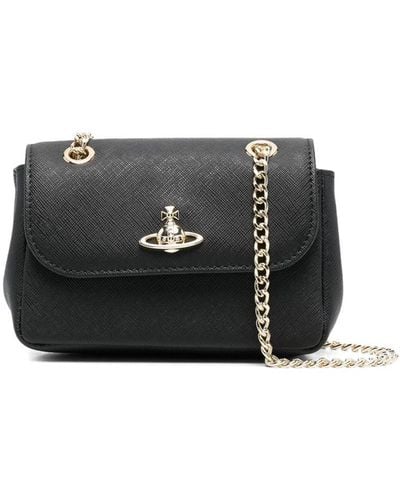 Vivienne Westwood Plain Logo Shoulder Bag - Black