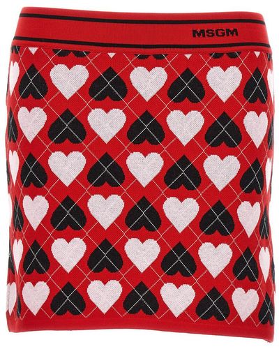 MSGM Hearts Skirts - Red