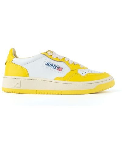 Autry Two-tone White And Yellow Leather Sneakers