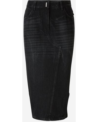 Givenchy Asymmetrical Midi Skirt - Black