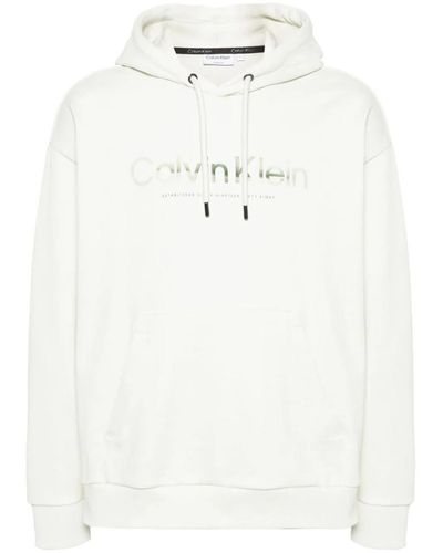 Calvin Klein Diffused Logo Hoodie - White