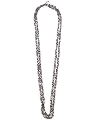 Brunello Cucinelli 'precious Loops' Grey Necklace In Brass Woman - White