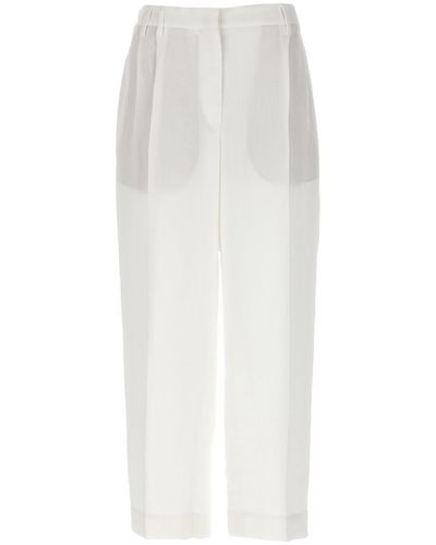 Brunello Cucinelli With Front Pleats Trousers - White