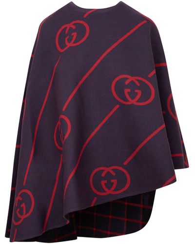 Gucci Macro gg Wool Cape - Purple