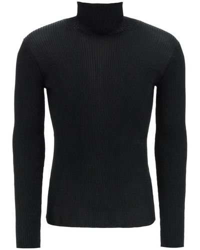 Off-White c/o Virgil Abloh Ribbed Techno Knit Turtleneck Sweater - Black