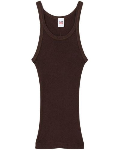 RE/DONE Ribbed Cotton Tank Top - Brown