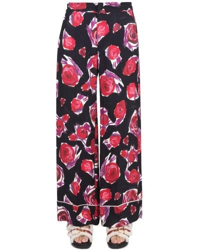 Marni Pijama Pants With Floral Pattern - Red