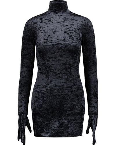Vetements Velvet Styling Dress With Gloves - Black