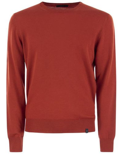Fay Wool Crew-neck Pullover - Red