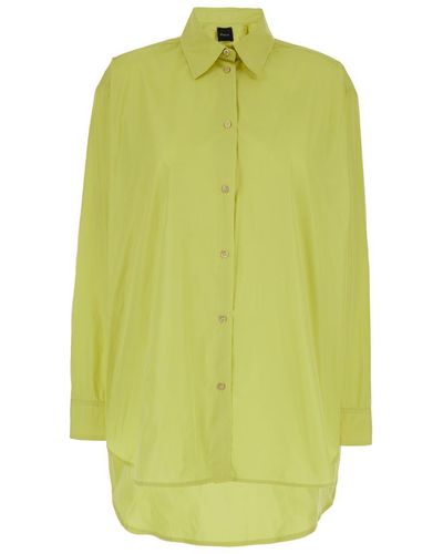 Plain Taffeta Oversize Shirt - Green