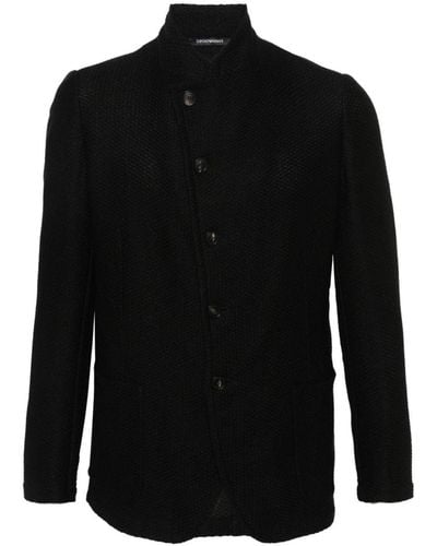EA7 Linen And Cotton Blend Jacket - Black