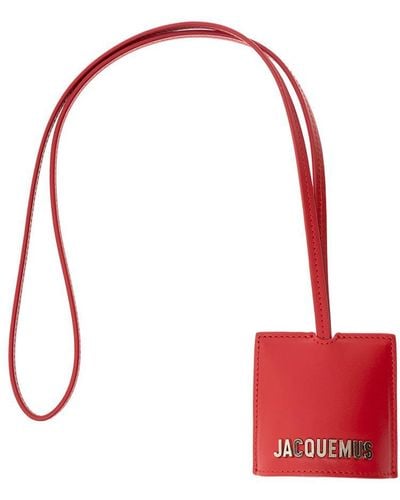 Jacquemus 'le Porte Cle Bagage' Red Key-chain With Logo Lettering In Smooth Leather Man