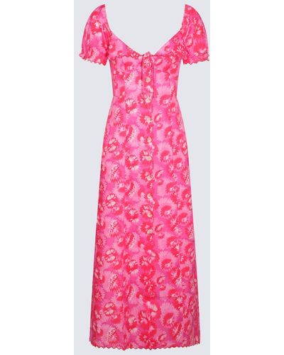 RIXO London Pink Multicolor Linen-viscose Blend Briella Dress