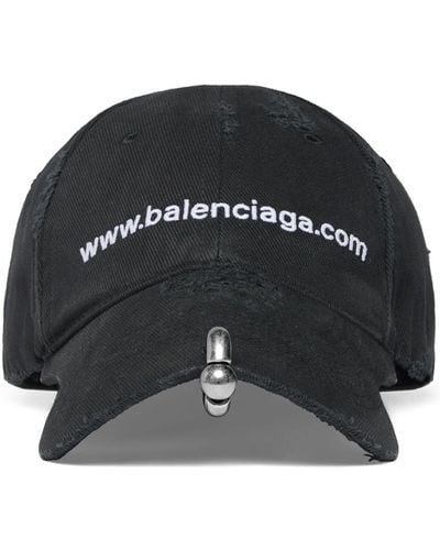 Balenciaga Front Piercing Bal.Com Baseball Cap - Black