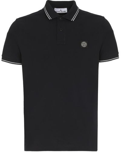 Stone Island Cotton-Piqué Polo Shirt - Black