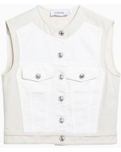 Sportmax Denim Cropped Waistcoat - White