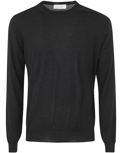 FILIPPO DE LAURENTIIS Royal Merino Long Sleeves Crew Neck Sweater - Black