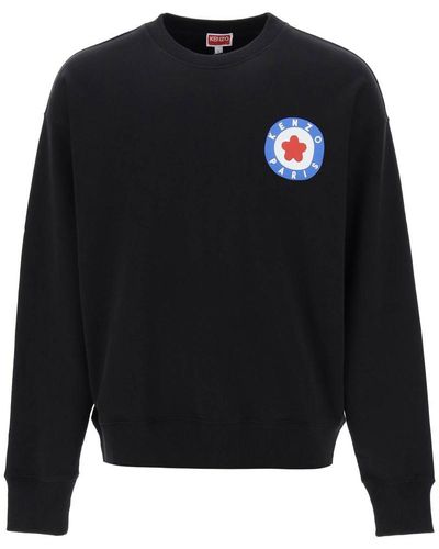 KENZO Crew Neck Sweatshirt With Target Print - Black