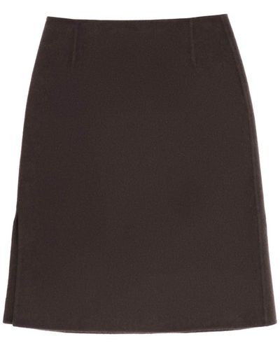 Totême Pencil Skirt In Double Wool - Brown