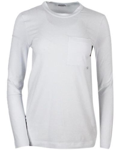 Brunello Cucinelli Long-Sleeved Round-Neck Stretch Cotton Jersey T-Shirt - White