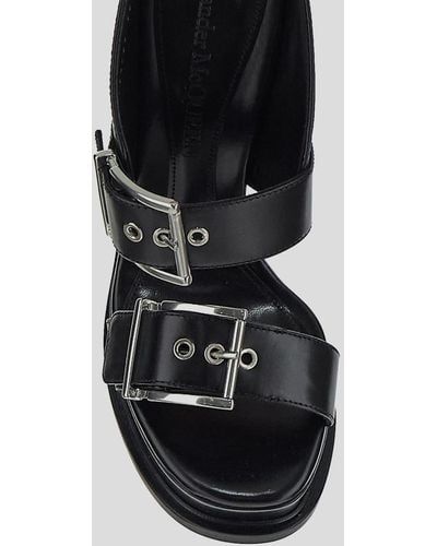 Alexander McQueen Platform Leather Mules - Black